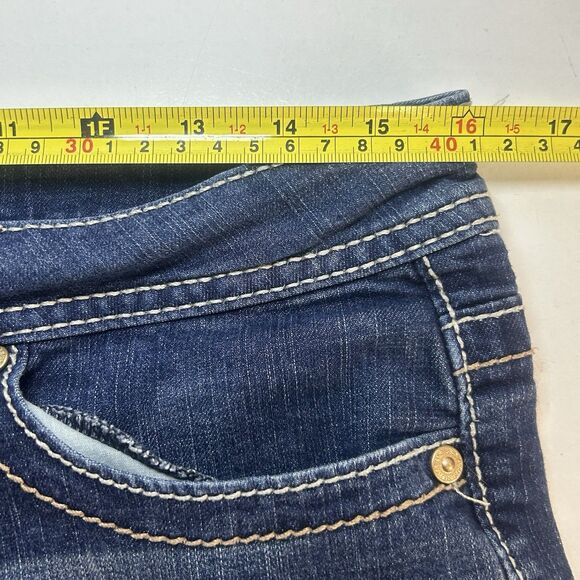 Seven 7 Women’s Dark Wash Denim Jean Shorts Size 10 Embroidered Back pockets - Picture 7 of 8